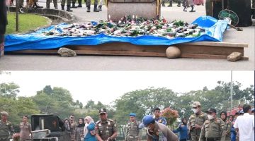 Pemusnahan Barang Bukti Hasil Penegakan Perda Tahun 2025 Dihadiri Kalapas Pasir Pengaraian