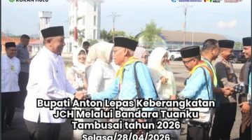 Bupati Anton Lepas Keberangkatan JCH Melalui Bandara Tuanku Tambusai Tahun 2026